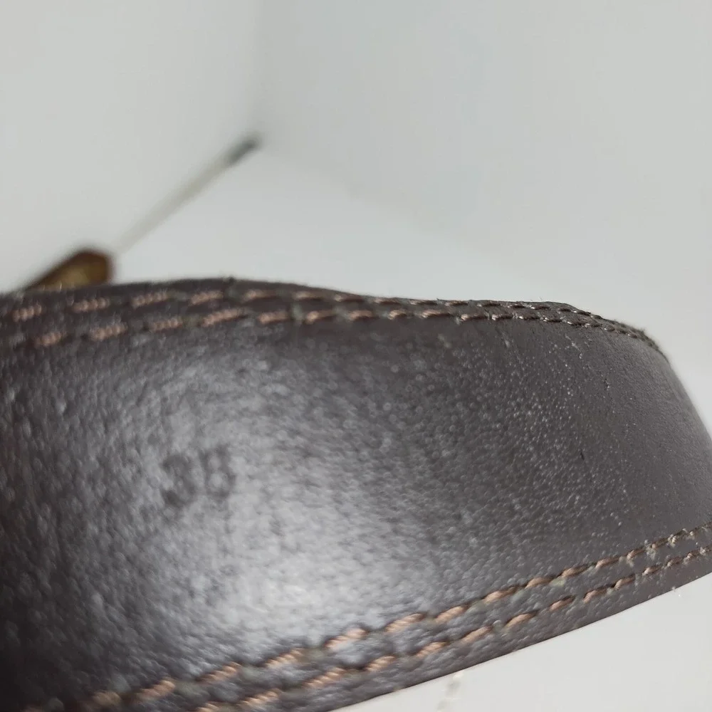 Men's Camo Brown Leather Belt  Size 38 Lined On Bonded Leather‎ Camouflage
